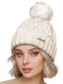 Damen Strickmütze mit Pompom Zopfstrickmuster Bommelmütze gefüttert mit Fleece Wintermütze Model 1979 Neverless®preview