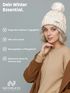 Damen Strickmütze mit Pompom Zopfstrickmuster Bommelmütze gefüttert mit Fleece Wintermütze Model 1979 Neverless®preview