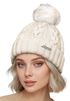 Damen Strickmütze mit Pompom Zopfstrickmuster Bommelmütze gefüttert mit Fleece Wintermütze Model 1979 Neverless®preview