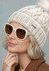 Damen Strickmütze mit Pompom Zopfstrickmuster Bommelmütze gefüttert mit Fleece Wintermütze Model 1979 Neverless®preview