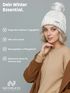 Damen Strickmütze mit Pompom Zopfstrickmuster Bommelmütze gefüttert mit Fleece Wintermütze Model 1979 Neverless®preview