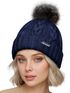 Damen Strickmütze mit Pompom Zopfstrickmuster Bommelmütze gefüttert mit Fleece Wintermütze Model 1979 Neverless®preview