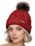 Damen Strickmütze mit Pompom Zopfstrickmuster Bommelmütze gefüttert mit Fleece Wintermütze Model 1979 Neverless®preview