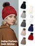 Damen Strickmütze mit Pompom Zopfstrickmuster Bommelmütze gefüttert mit Fleece Wintermütze Model 1979 Neverless®preview