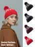 Damen Strickmütze Norweger Strickmuster Pudelmütze Wintermütze mit Strickbommel  Neverless®preview
