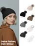 Damen Strickmütze Perlstrickmuster Pudelmütze Wintermütze ohne Umschlag mit Fleecefutter und Kunstfellbommel Model 1978 Neverless®preview