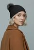 Damen Strickmütze Perlstrickmuster Pudelmütze Wintermütze ohne Umschlag mit Fleecefutter und Kunstfellbommel Model 1978 Neverless®preview