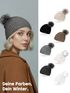Damen Strickmütze Perlstrickmuster Pudelmütze Wintermütze ohne Umschlag mit Fleecefutter und Kunstfellbommel Model 1978 Neverless®preview