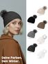 Damen Strickmütze Perlstrickmuster Pudelmütze Wintermütze ohne Umschlag mit Fleecefutter und Kunstfellbommel Model 1978 Neverless®preview