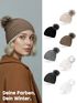 Damen Strickmütze Perlstrickmuster Pudelmütze Wintermütze ohne Umschlag mit Fleecefutter und Kunstfellbommel Model 1978 Neverless®preview