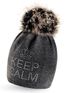 Damen Strickmütze Strass Fell-Bommel Keep Calm Wintermütze Bommelmütze Neverlesspreview