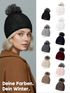Damen Strickmütze Zopfmuster Fleccefutter Bommelmütze Pudelmütze Wintermütze Accessoires Herbst Winter Model 2213 Neverless®preview
