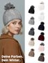 Damen Strickmütze Zopfmuster Fleccefutter Bommelmütze Pudelmütze Wintermütze Accessoires Herbst Winter Model 2213 Neverless®preview
