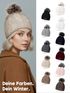 Damen Strickmütze Zopfmuster Fleccefutter Bommelmütze Pudelmütze Wintermütze Accessoires Herbst Winter Model 2213 Neverless®preview