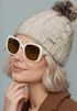 Damen Strickmütze Zopfmuster Fleccefutter Bommelmütze Pudelmütze Wintermütze Accessoires Herbst Winter Model 2213 Neverless®preview