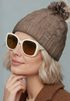 Damen Strickmütze Zopfmuster Fleccefutter Bommelmütze Pudelmütze Wintermütze Accessoires Herbst Winter Model 2213 Neverless®preview
