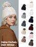 Damen Strickmütze Zopfmuster Fleccefutter Bommelmütze Pudelmütze Wintermütze Accessoires Herbst Winter Model 2213 Neverless®preview