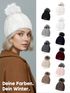 Damen Strickmütze Zopfmuster Fleccefutter Bommelmütze Pudelmütze Wintermütze Accessoires Herbst Winter Model 2213 Neverless®preview