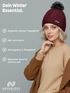 Damen Strickmütze Zopfmuster Fleccefutter Bommelmütze Pudelmütze Wintermütze Accessoires Herbst Winter Model 2213 Neverless®preview