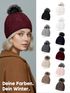 Damen Strickmütze Zopfmuster Fleccefutter Bommelmütze Pudelmütze Wintermütze Accessoires Herbst Winter Model 2213 Neverless®preview