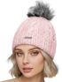 Damen Strickmütze Zopfmuster Fleccefutter Bommelmütze Pudelmütze Wintermütze Accessoires Herbst Winter Model 2213 Neverless®preview