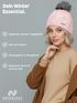 Damen Strickmütze Zopfmuster Fleccefutter Bommelmütze Pudelmütze Wintermütze Accessoires Herbst Winter Model 2213 Neverless®preview