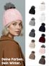 Damen Strickmütze Zopfmuster Fleccefutter Bommelmütze Pudelmütze Wintermütze Accessoires Herbst Winter Model 2213 Neverless®preview