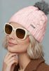 Damen Strickmütze Zopfmuster Fleccefutter Bommelmütze Pudelmütze Wintermütze Accessoires Herbst Winter Model 2213 Neverless®preview