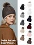 Damen Strickmütze Zopfmuster Fleccefutter Bommelmütze Pudelmütze Wintermütze Accessoires Herbst Winter Model 2213 Neverless®preview