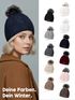 Damen Strickmütze Zopfmuster Fleccefutter Bommelmütze Pudelmütze Wintermütze Accessoires Herbst Winter Model 2213 Neverless®preview
