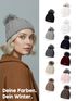 Damen Strickmütze Zopfmuster Fleccefutter Bommelmütze Pudelmütze Wintermütze Accessoires Herbst Winter Model 2213 Neverless®preview