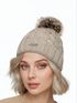 Damen Strickmütze Zopfmuster Fleccefutter Bommelmütze Pudelmütze Wintermütze Accessoires Herbst Winter Model 2213 Neverless®preview
