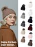 Damen Strickmütze Zopfmuster Fleccefutter Bommelmütze Pudelmütze Wintermütze Accessoires Herbst Winter Model 2213 Neverless®preview
