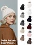 Damen Strickmütze Zopfmuster Fleccefutter Bommelmütze Pudelmütze Wintermütze Accessoires Herbst Winter Model 2213 Neverless®preview