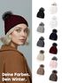 Damen Strickmütze Zopfmuster Fleccefutter Bommelmütze Pudelmütze Wintermütze Accessoires Herbst Winter Model 2213 Neverless®preview