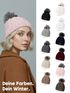 Damen Strickmütze Zopfmuster Fleccefutter Bommelmütze Pudelmütze Wintermütze Accessoires Herbst Winter Model 2213 Neverless®preview
