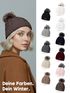 Damen Strickmütze Zopfmuster Fleccefutter Bommelmütze Pudelmütze Wintermütze Accessoires Herbst Winter Model 2213 Neverless®preview
