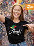 Damen T-Shirt Alaaf Helau Ahoi Karneval Fasching Fasnacht Narrenruf Jeck Narr Last Minute Kostüm Frau Slim Fit Moonworks®preview