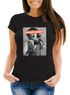 Damen T-Shirt Aperölchen Fotoprint Schwarzweiss Retro Design Fun-Shirt Spruch lustig Moonworks®preview