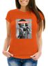 Damen T-Shirt Aperölchen Fotoprint Schwarzweiss Retro Design Fun-Shirt Spruch lustig Moonworks®preview