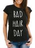 Damen T-Shirt Bad Hair Day Print Slim Fit Moonworks®preview