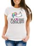 Damen T-Shirt Be a magic caticorn Einhorn Unicorn Slim Fit Moonworks®preview