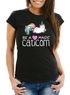 Damen T-Shirt Be a magic caticorn Einhorn Unicorn Slim Fit Moonworks®preview