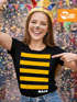 Damen T-Shirt - Biene Hummel - Fasching Karneval Ersatz Verkleidung Maja Willi Last Minute Kostüm Funshirt Slim Fit Moonworks®preview