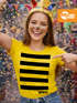 Damen T-Shirt - Biene Hummel - Fasching Karneval Ersatz Verkleidung Maja Willi Last Minute Kostüm Funshirt Slim Fit Moonworks®preview
