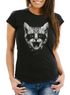 Damen T-Shirt Black Metal Cat Katzenmotiv Rock Heavy Pussy Cat Slim Fit Moonworks®preview