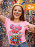 Damen T-Shirt - Candygirl Kaugummi Retro Design - Fasching Karneval Verkleidung Last Minute Funshirt Slim Fit Moonworks®preview