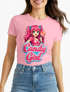 Damen T-Shirt - Candygirl Manga Cartoon - Fasching Karneval Ersatz Verkleidung Last Minute Kostüm Funshirt Slim Fit Moonworks®preview
