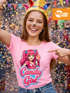 Damen T-Shirt - Candygirl Manga Cartoon - Fasching Karneval Ersatz Verkleidung Last Minute Kostüm Funshirt Slim Fit Moonworks®preview