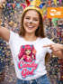 Damen T-Shirt - Candygirl Manga Cartoon - Fasching Karneval Ersatz Verkleidung Last Minute Kostüm Funshirt Slim Fit Moonworks®preview